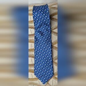 Ermenegildo Zegna Tie Mens Blue Silk Geometric Pattern Luxury Necktie 3.75" Wide